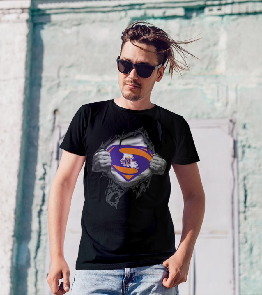Northwestern State Demons Louisiana Logo Inside Superman Symbol T-Shirt