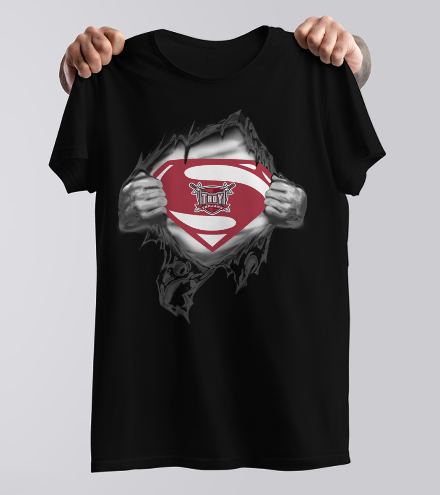 Troy Trojans Superhero Shield Emblem 347 T-Shirt