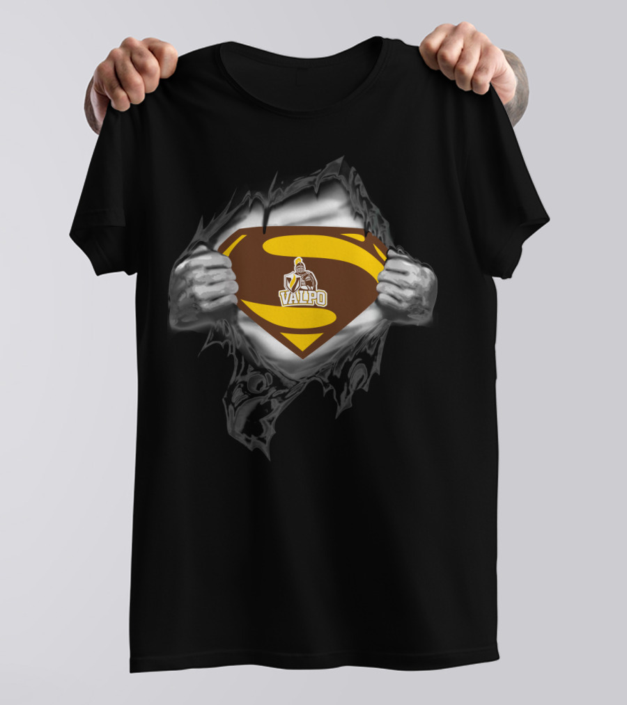 Valpo Crusaders Superhero Emblem With Ripped Effect T-Shirt