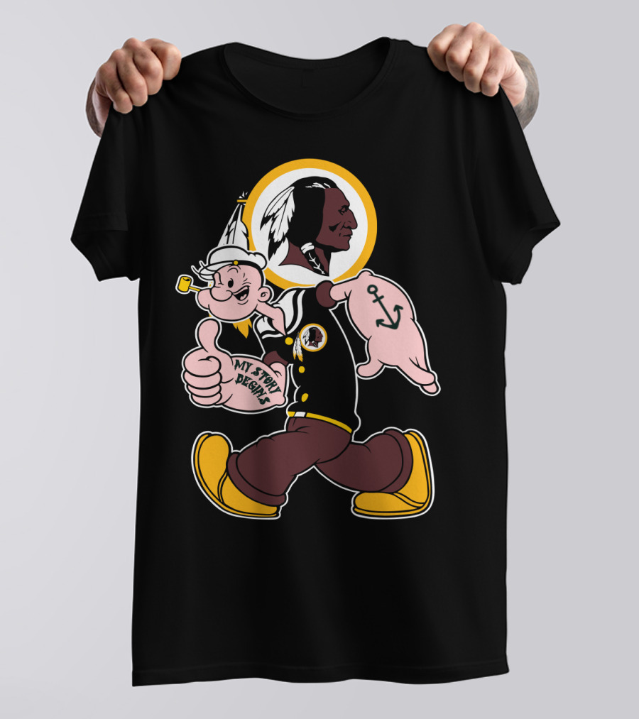Popeye My Story Begins Washington Redskins Football T-Shirt