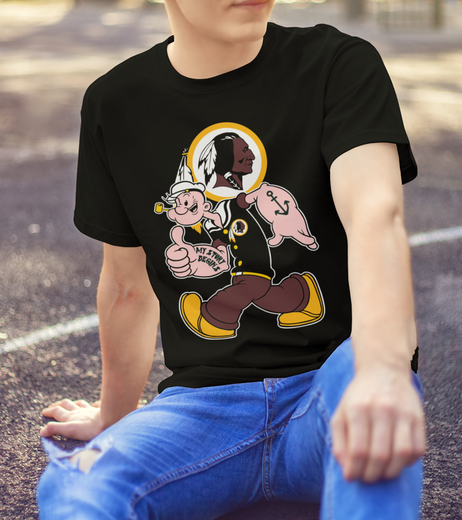 Popeye My Story Begins Washington Redskins Football T-Shirt