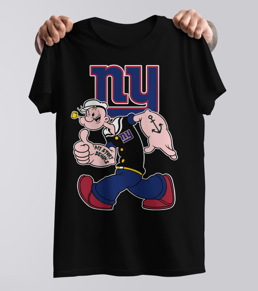Popeye Thumbs Up My Story Designs New York Giants T-Shirt