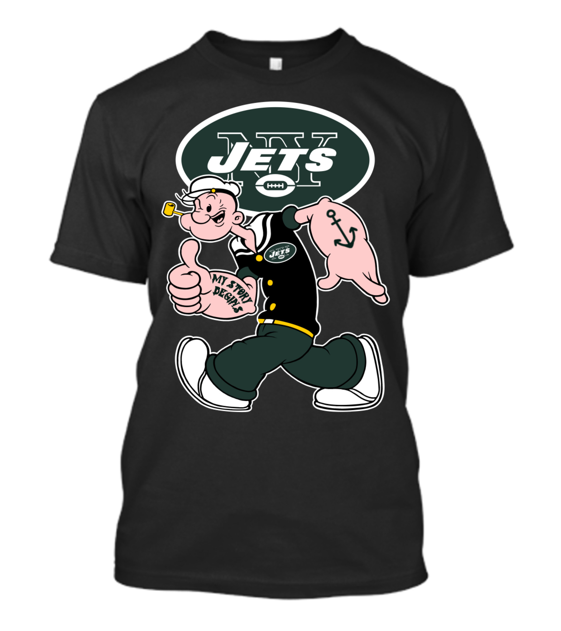 New York Jets Popeye My Story Begins T-Shirt