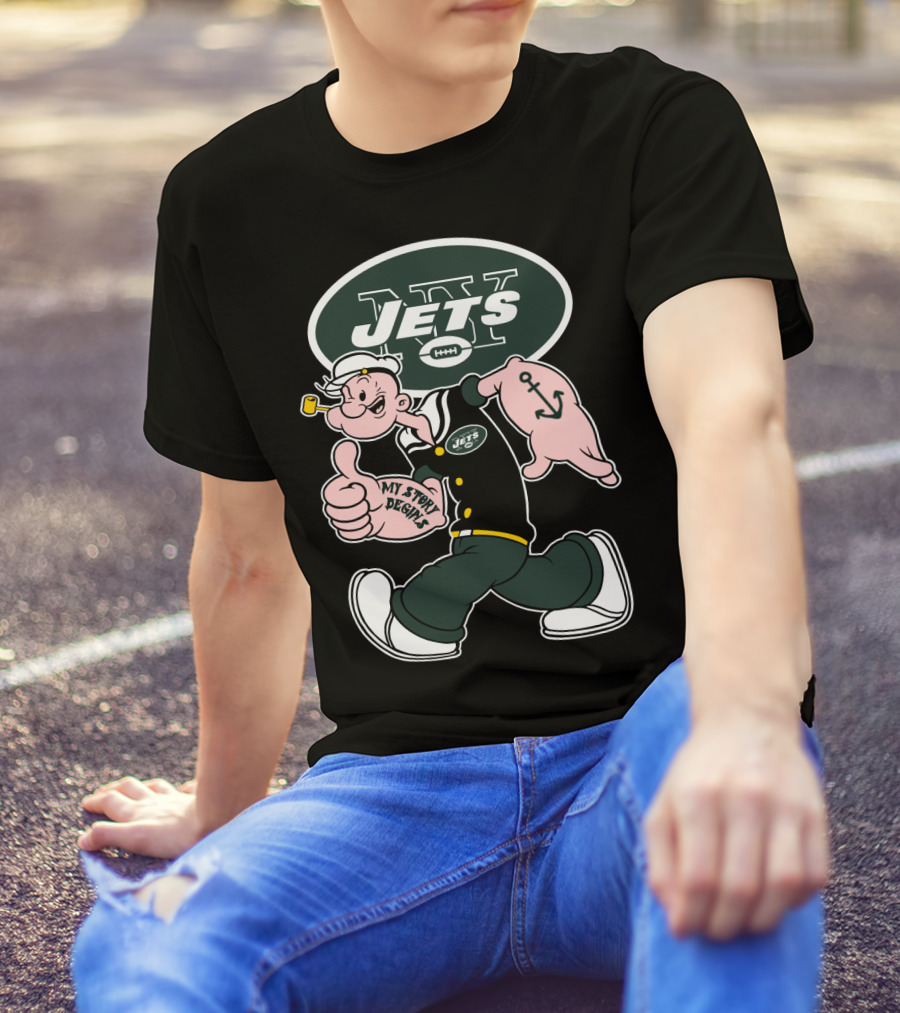 New York Jets Popeye My Story Begins T-Shirt