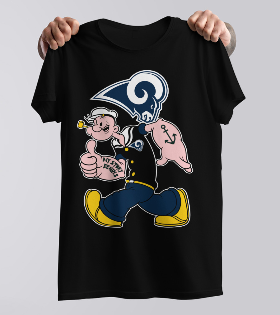 Popeye Thumbs Up Los Angeles Rams My Story Begins T-Shirt