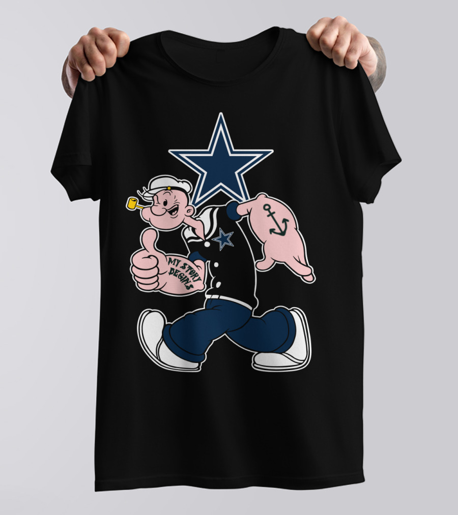 Dallas Cowboys Navy Star Popeye My Story Designs T-Shirt