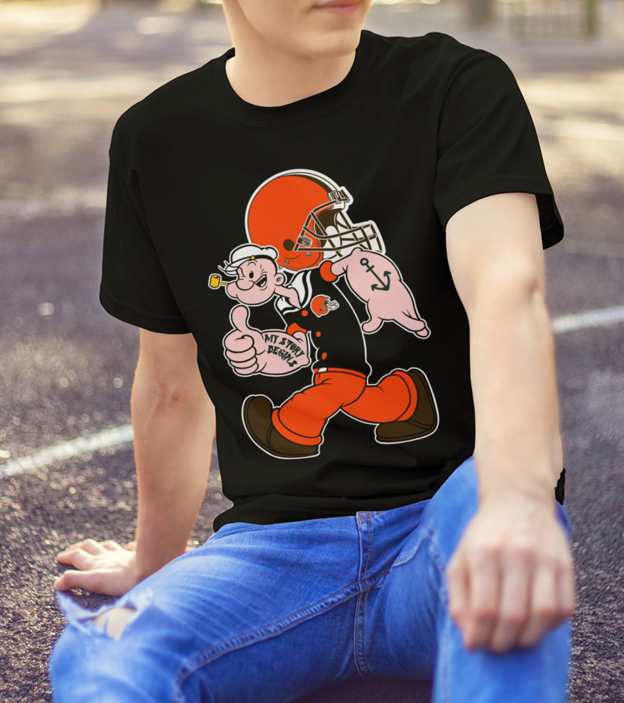 Popeye Cleveland Browns Cartoon Character T-Shirt