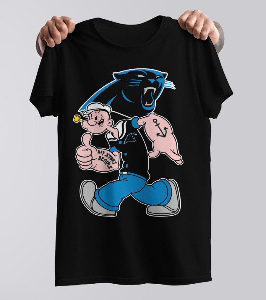Carolina Panthers My Story Designs Popeye Anchor T-Shirt