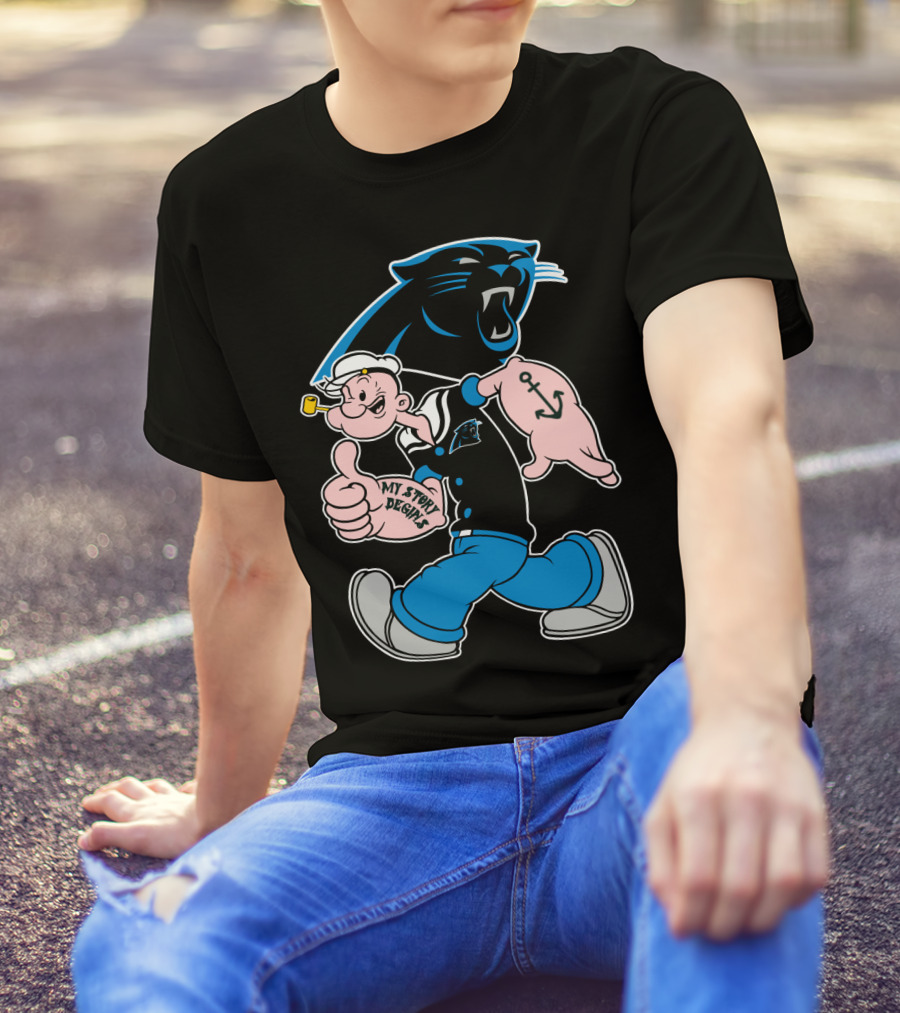 Carolina Panthers My Story Designs Popeye Anchor T-Shirt