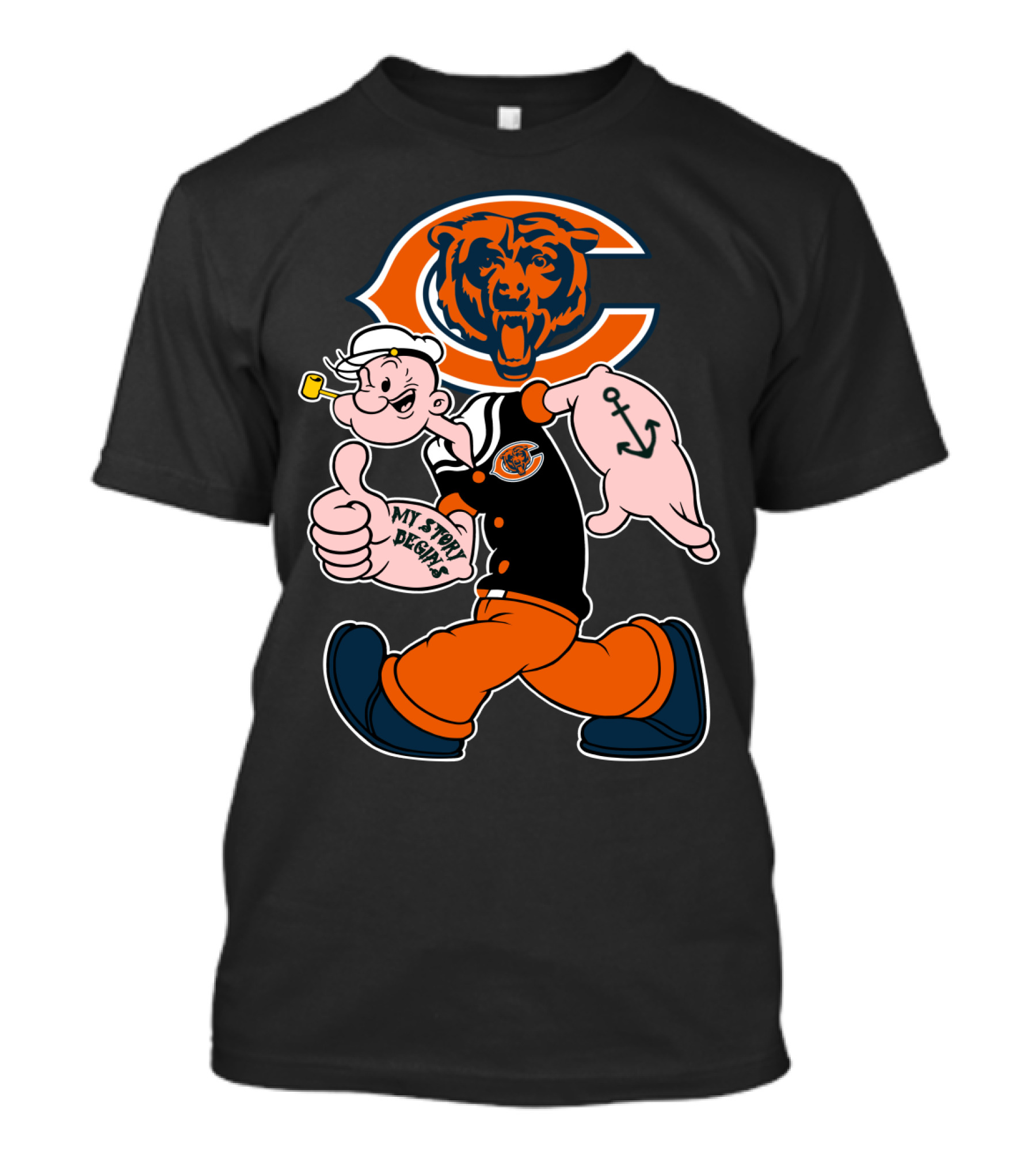 Chicago Bears My Story Begins Popeye T-Shirt