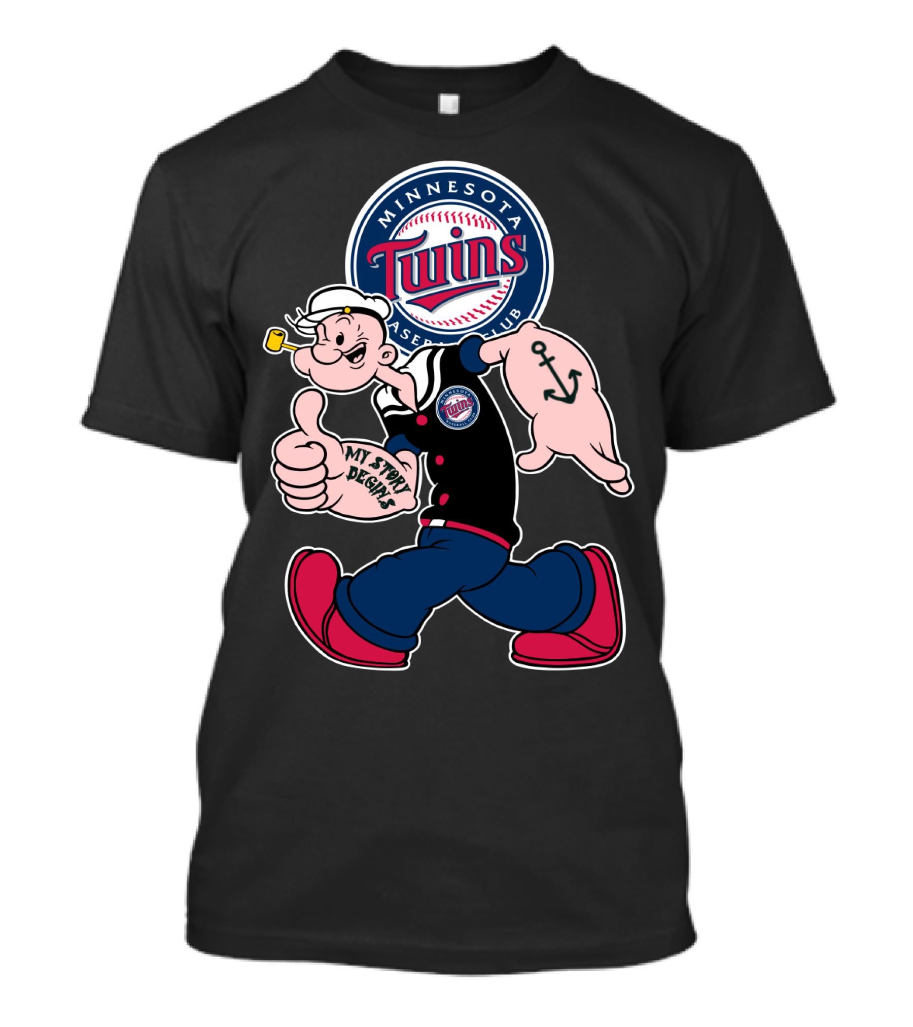 Minnesota Twins Baseball Club Popeye My Story Begins T-Shirt