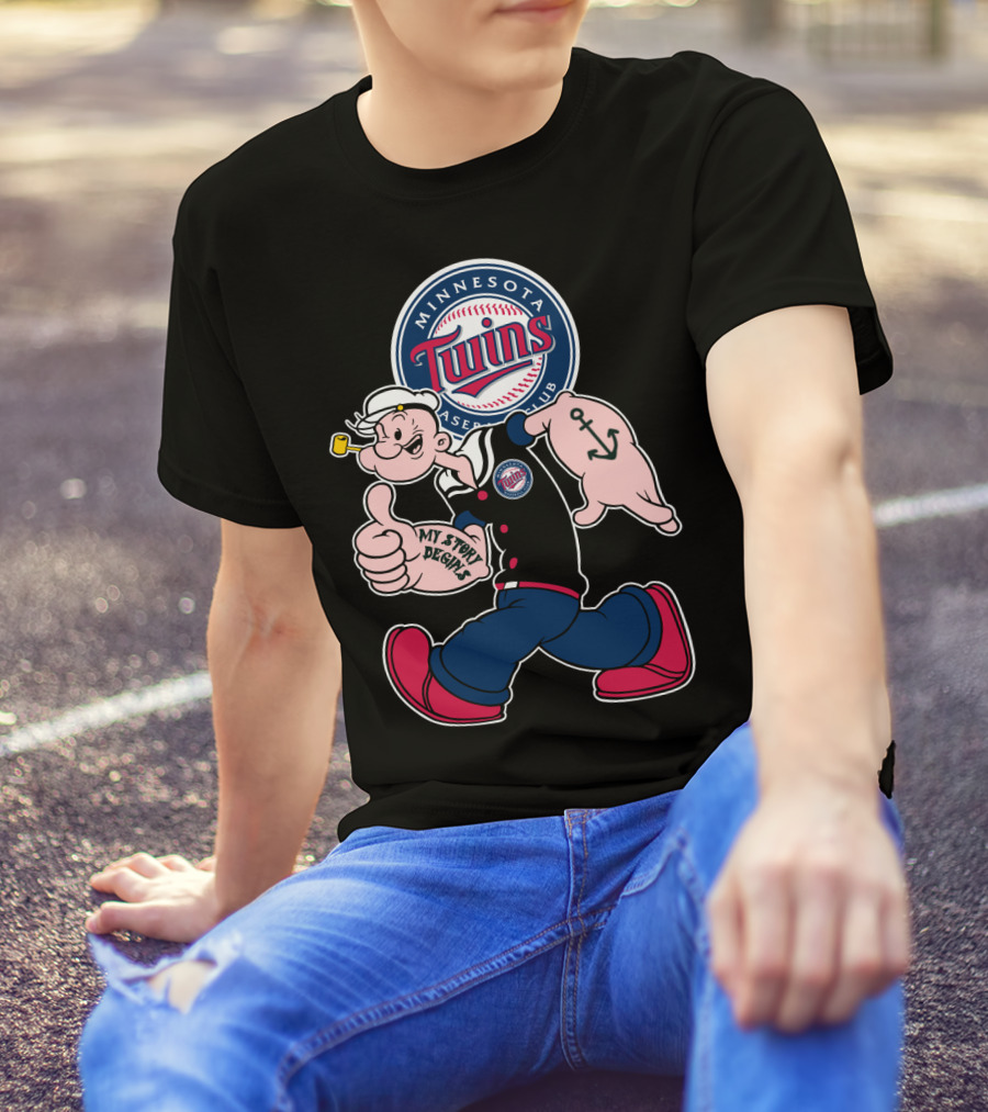 Minnesota Twins Baseball Club Popeye My Story Begins T-Shirt