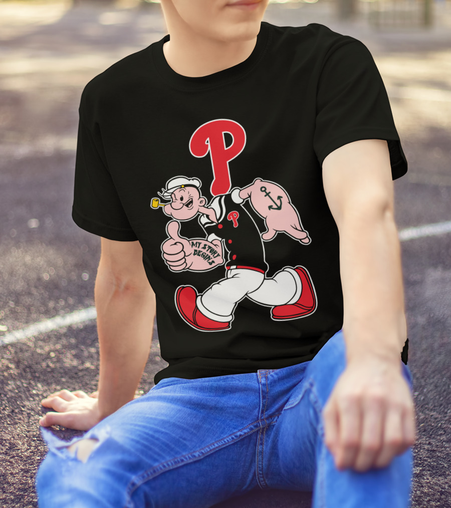 Popeye Phillies P Mascot My Story Designs T-Shirt