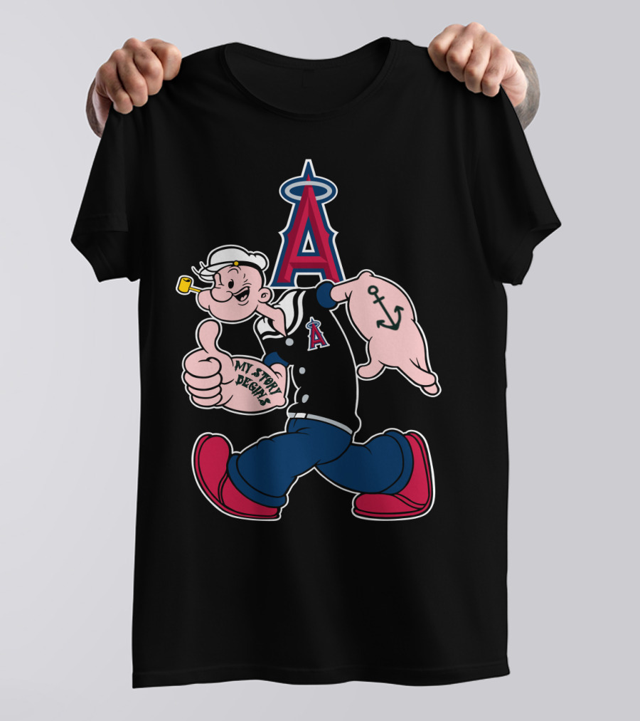 Popeye Los Angeles Angels Mlb Anchor My Story Begins T-Shirt