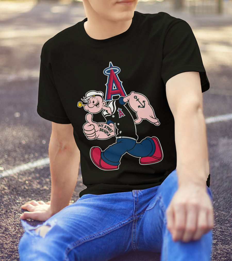 Popeye Los Angeles Angels Mlb Anchor My Story Begins T-Shirt