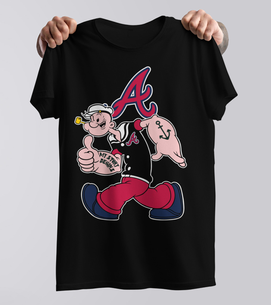 Atlanta Braves Cartoon Character My Story Designs Vintage Style T-Shirt