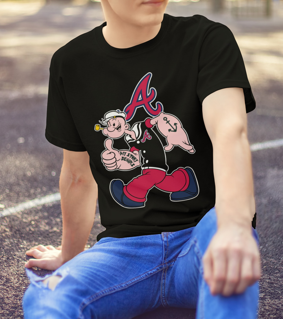 Atlanta Braves Cartoon Character My Story Designs Vintage Style T-Shirt