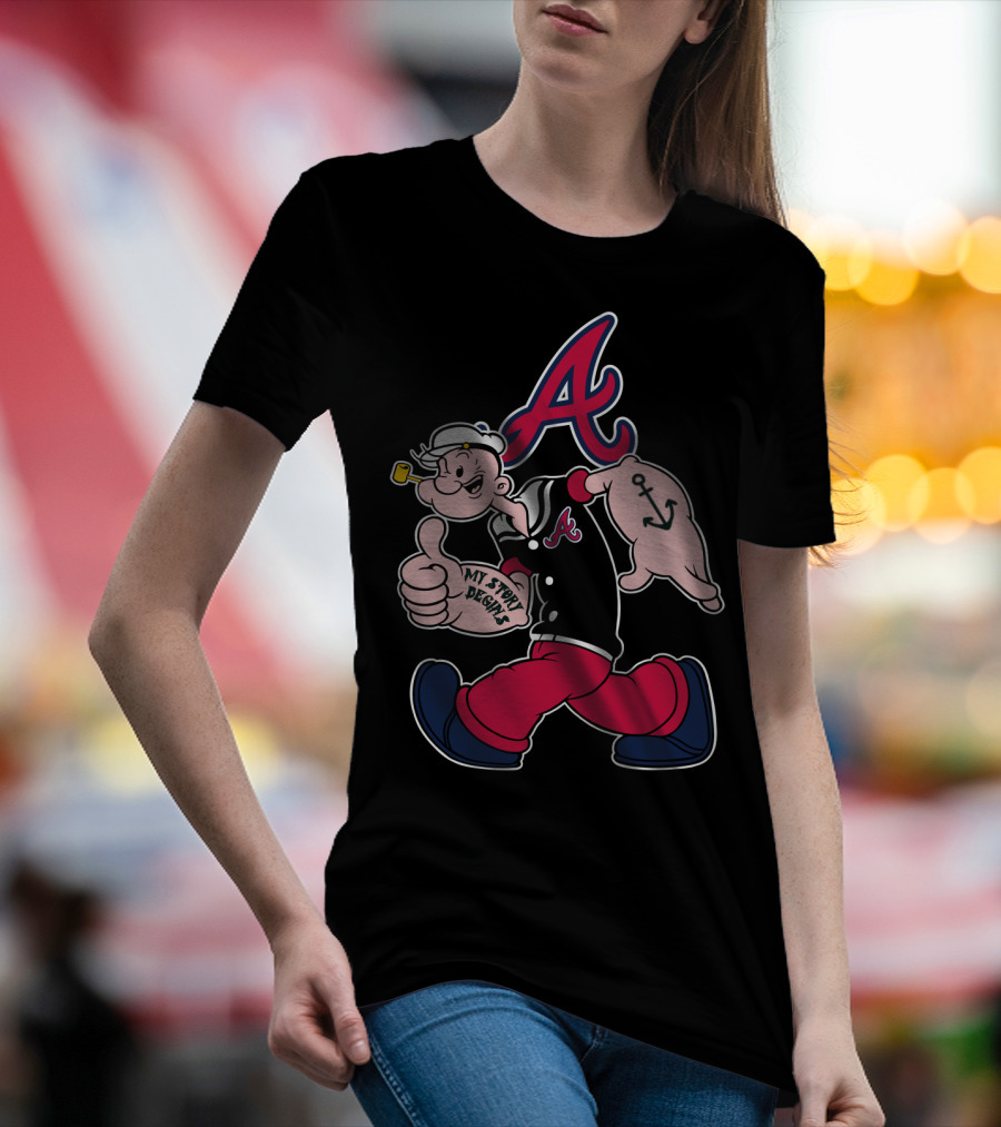 Atlanta Braves Cartoon Character My Story Designs Vintage Style T-Shirt