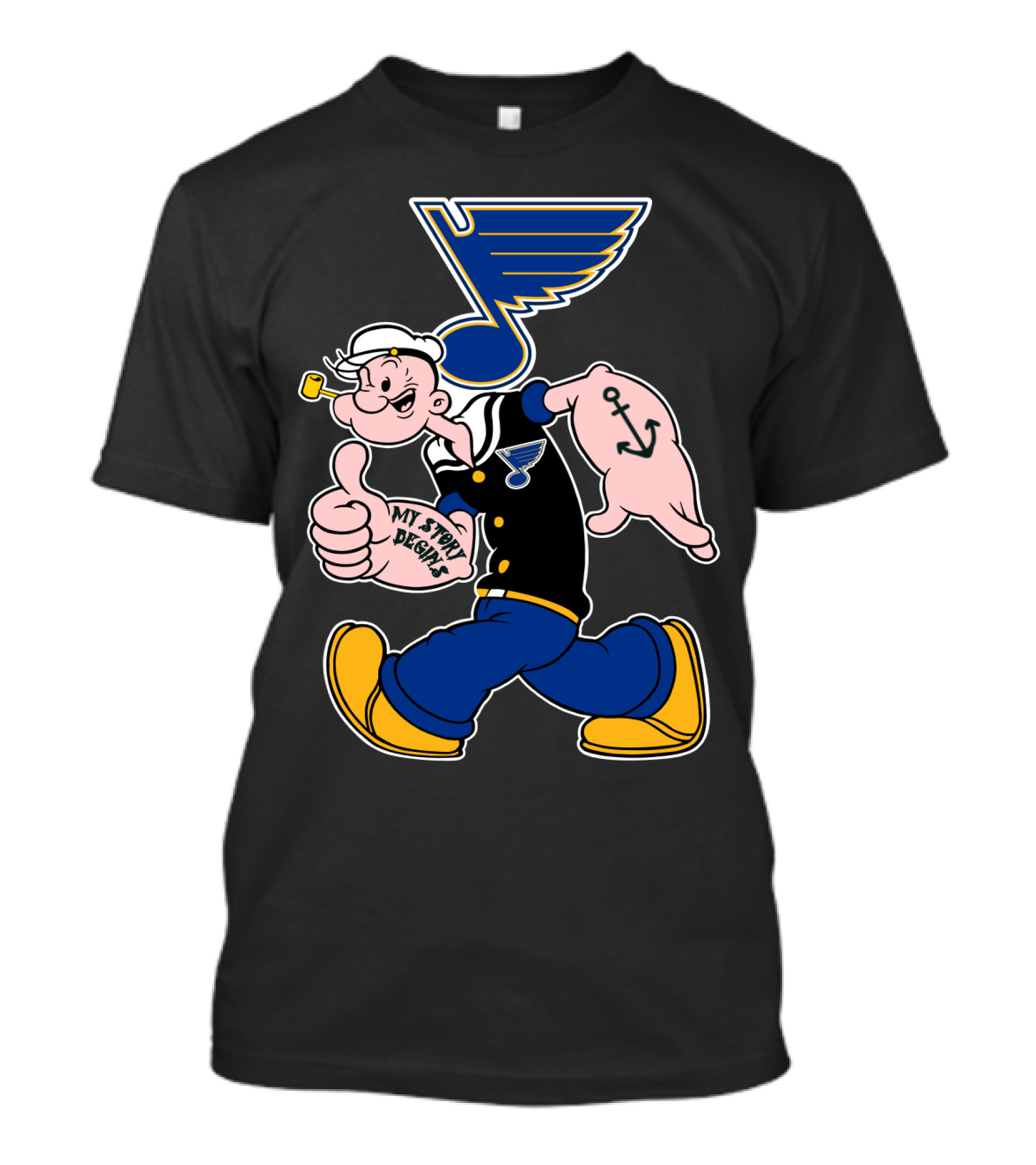 St Louis Blues Logo Popeye Cartoon Character '68 Style T-Shirt