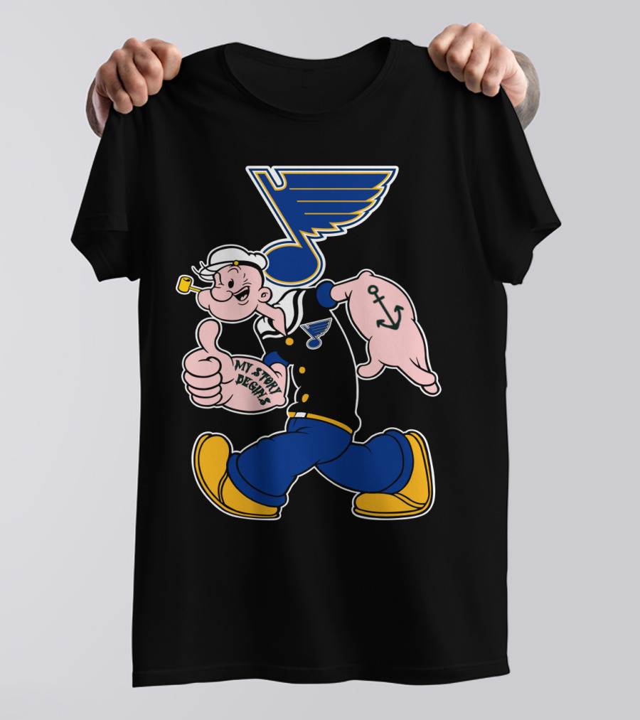St Louis Blues Logo Popeye Cartoon Character '68 Style T-Shirt