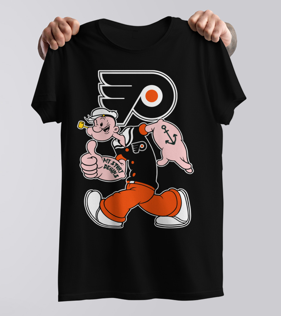 Popeye Thumbs Up 71 Philadelphia Flyers My Story Begins T-Shirt