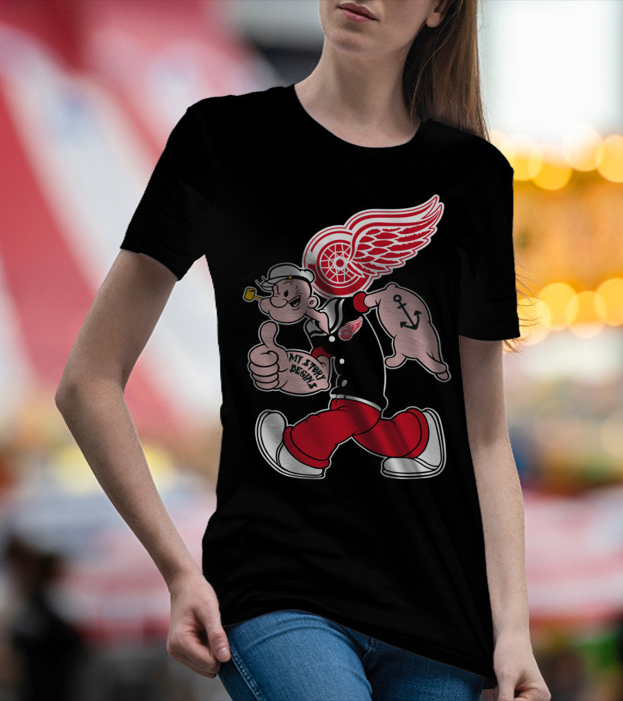 Popeye Detroit Red Wings My Story Begins Anchor 81 T-Shirt