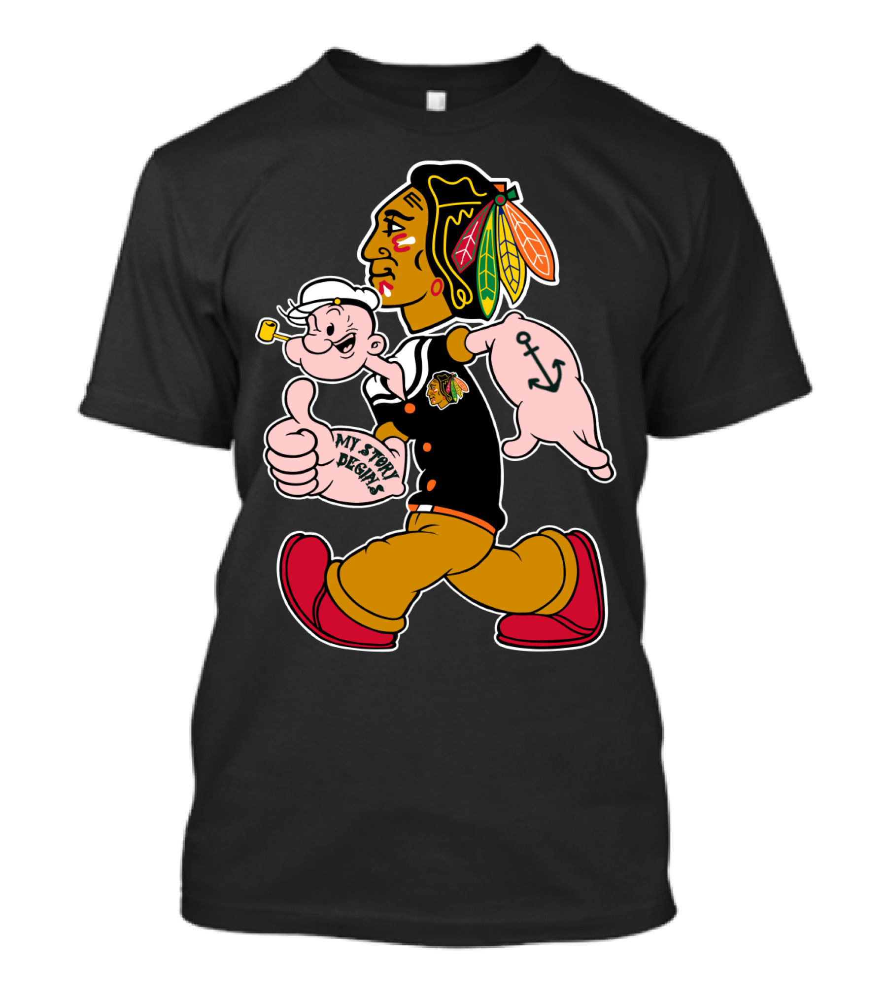 Chicago Blackhawks My Story Begins Popeye Crossover T-Shirt