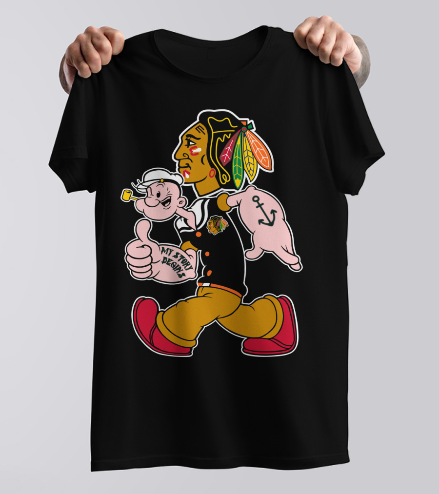 Chicago Blackhawks My Story Begins Popeye Crossover T-Shirt