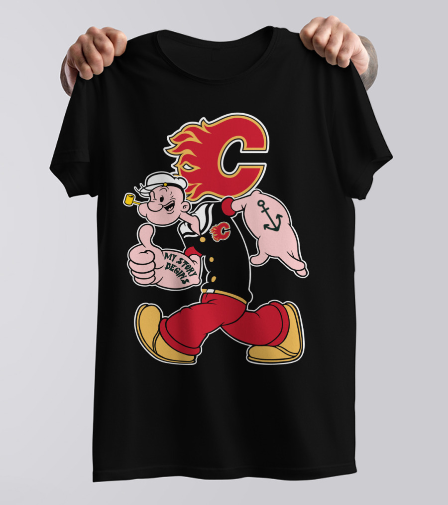 Calgary Flames Popeye My Story Begins Anchor 87 T-Shirt