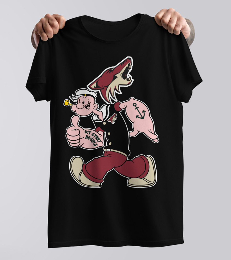 Popeye My Story Design Arizona Coyotes Logo 91 Anchor T-Shirt