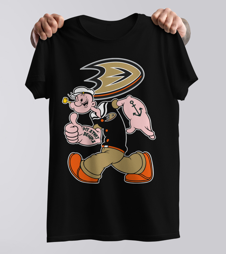Anaheim Ducks '92 Popeye Crossover With My Story Designs T-Shirt