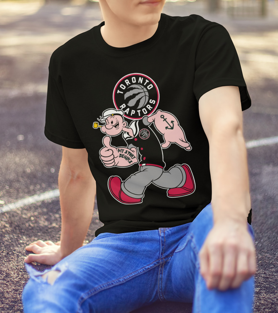 Toronto Raptors '95 My Story Begins Popeye T-Shirt