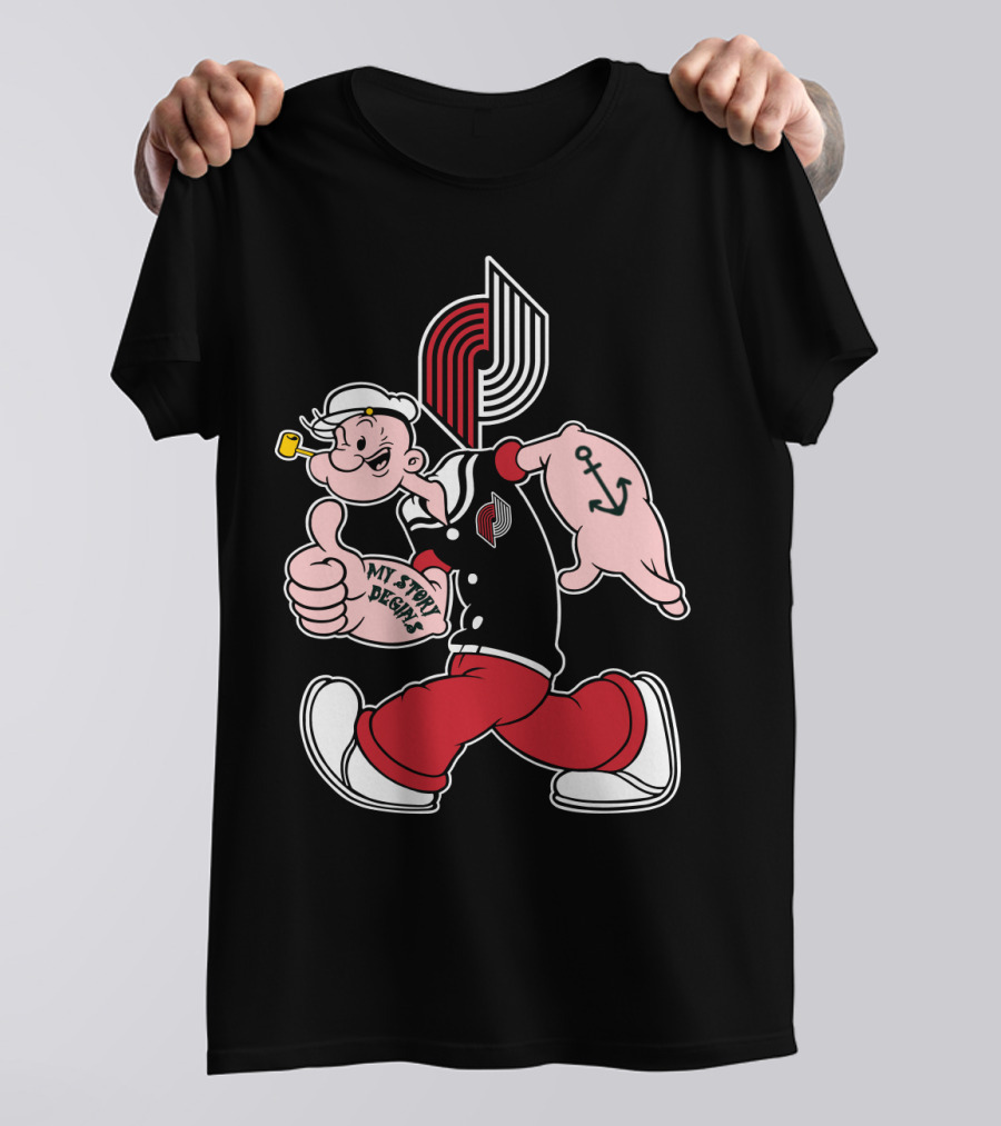 Portland Trail Blazers My Story Design Popeye Anchor Logo 98 T-Shirt