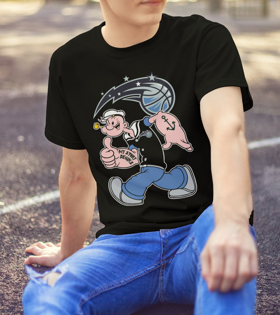 Orlando Magic Popeye My Story Begins Basketball Anchor T-Shirt
