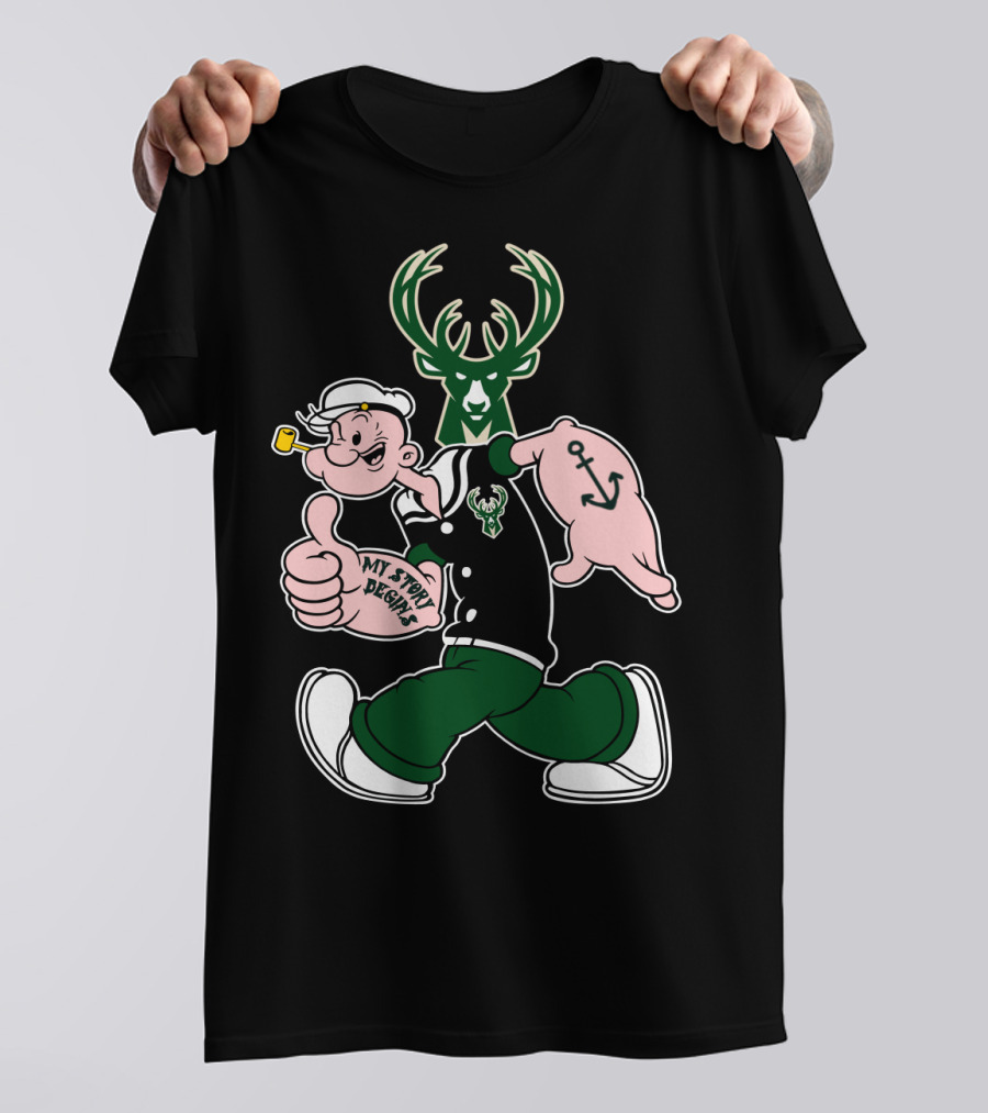 Milwaukee Bucks My Story Designs Popeye Bucks T-Shirt