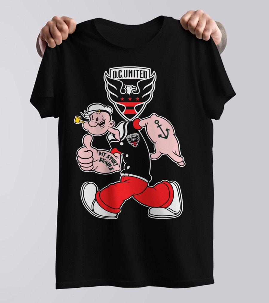 D.c. United My Story Begins Popeye Anchor Tattoo Sporty Style T-Shirt