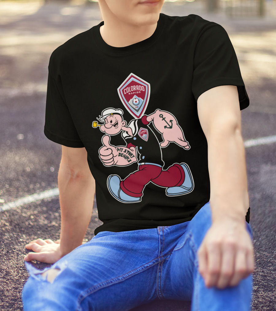 Popeye My Story Begins Colorado Rapids Soccer Badge Anchored T-Shirt
