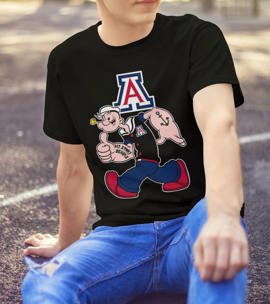 Arizona Wildcats Popeye Anchor My Story Begins Vintage Style T-Shirt
