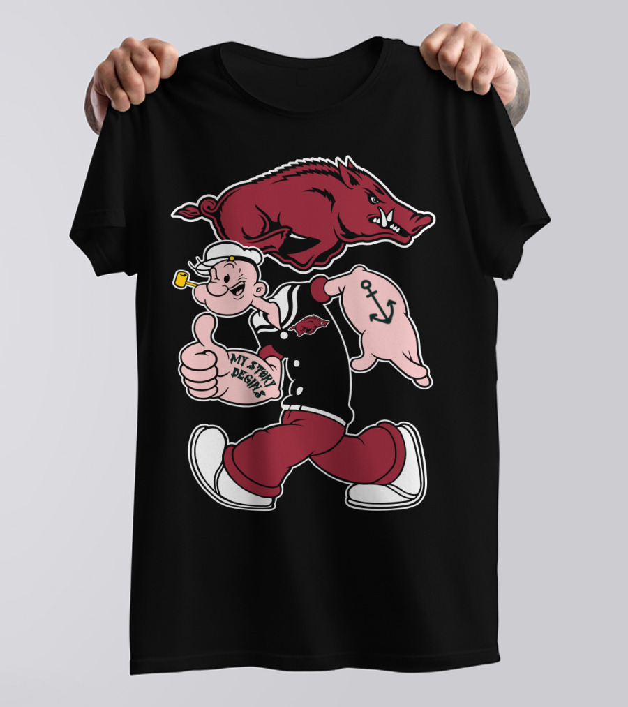 Popeye Arkansas Razorbacks My Story Begins T-Shirt