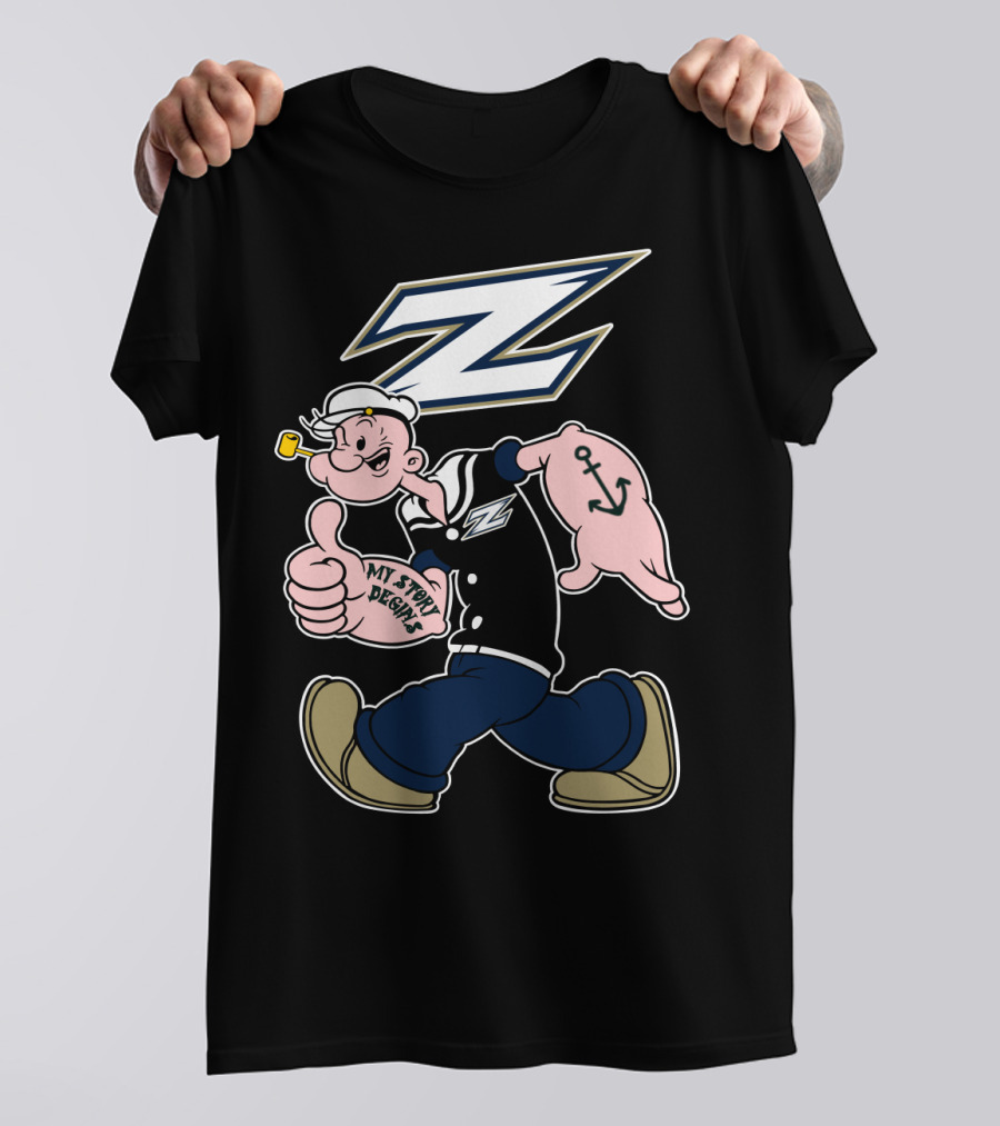 Akron Zips Navy Sailor Character 170 T-Shirt