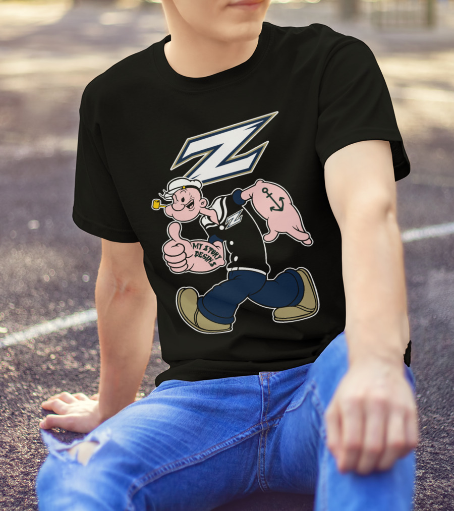 Akron Zips Navy Sailor Character 170 T-Shirt