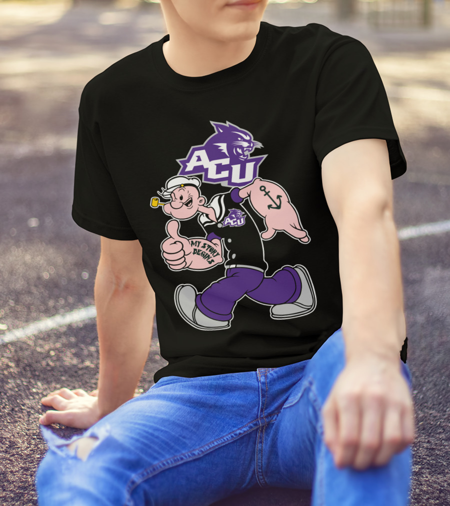 Acu Wildcats Popeye My Story Begins Anchor Tattoo T-Shirt