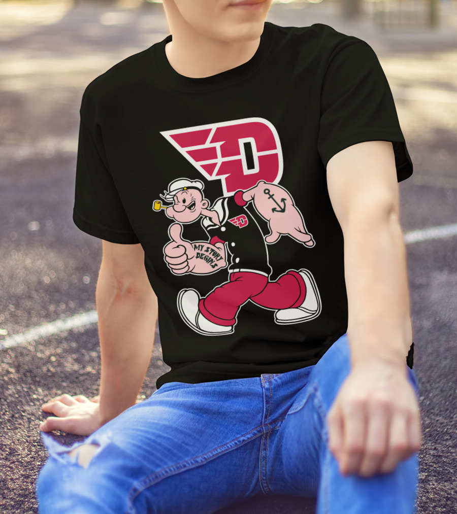 Dayton Flyers 176 Popeye Thumbs Up T-Shirt