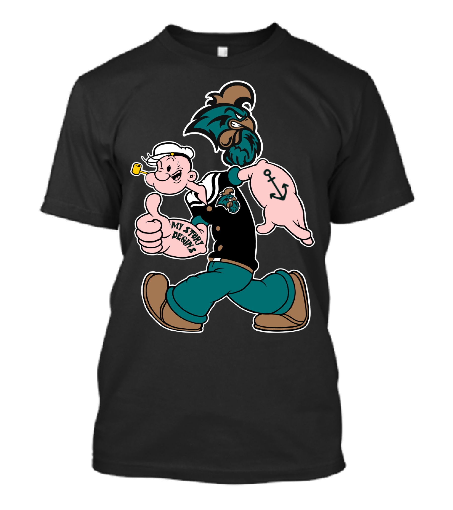 Coastal Carolina Chanticleers My Story Designs Anchor Logo Popeye Theme T-Shirt