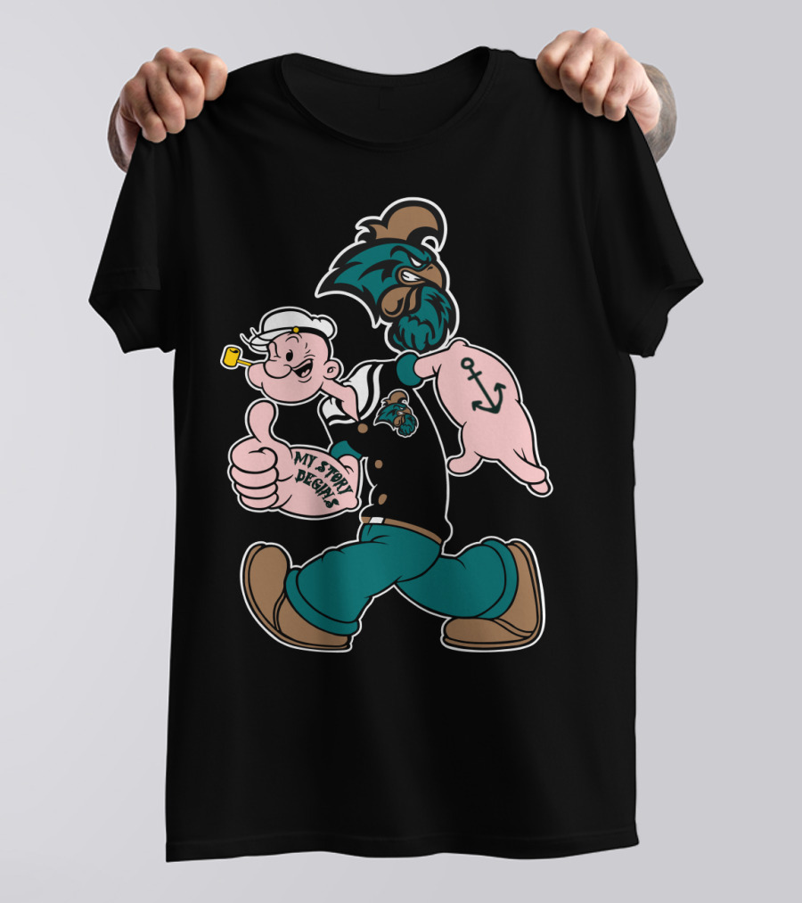 Coastal Carolina Chanticleers My Story Designs Anchor Logo Popeye Theme T-Shirt