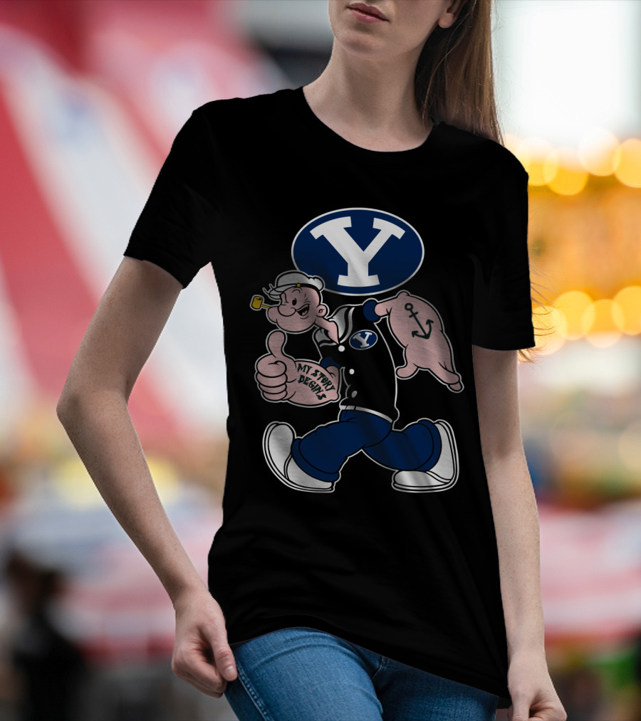Byu Cougars Y Logo My Story Begins Popeye Sailor Anchor T-Shirt