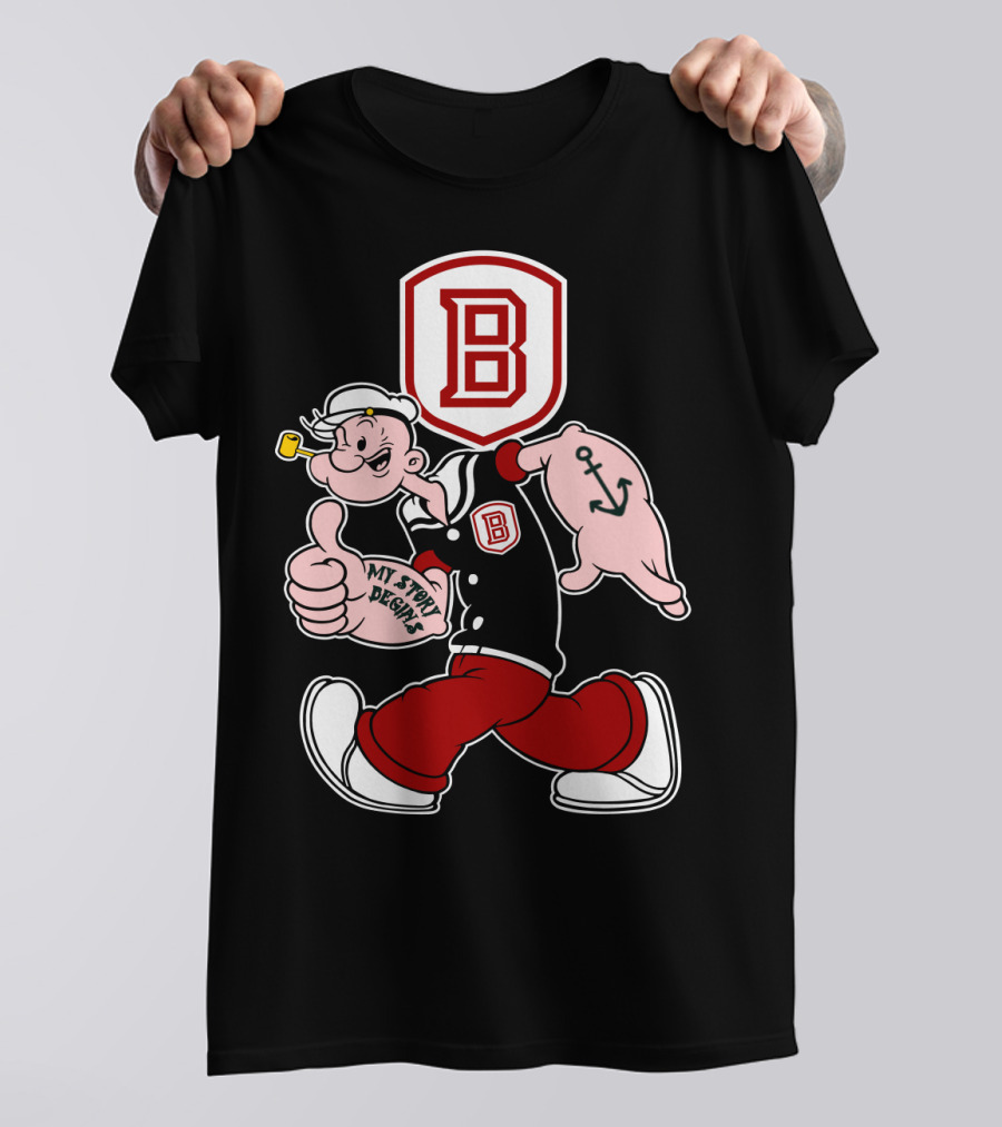 Popeye Thumbs Up Bradley Braves My Story Designs Anchor Tattoo T-Shirt