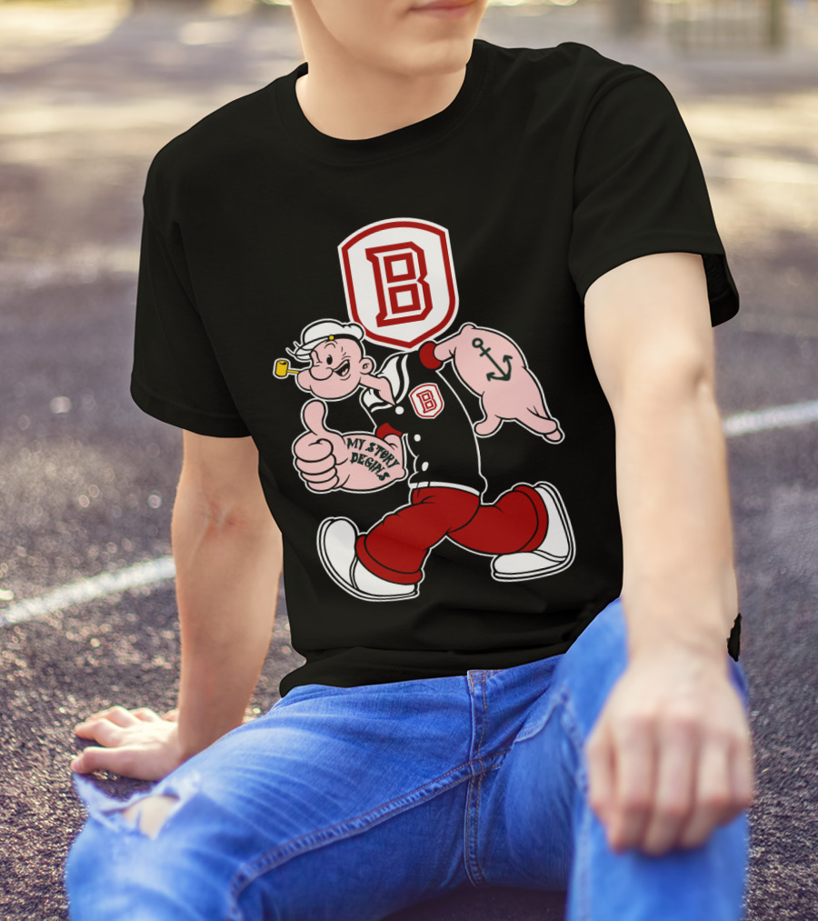 Popeye Thumbs Up Bradley Braves My Story Designs Anchor Tattoo T-Shirt
