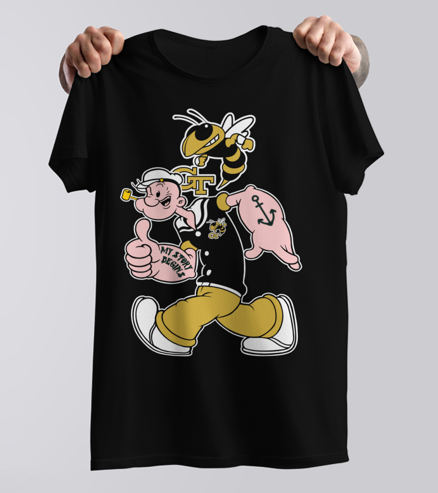 Georgia Tech Yellow Jackets Buzz And Sailor Character T-Shirt