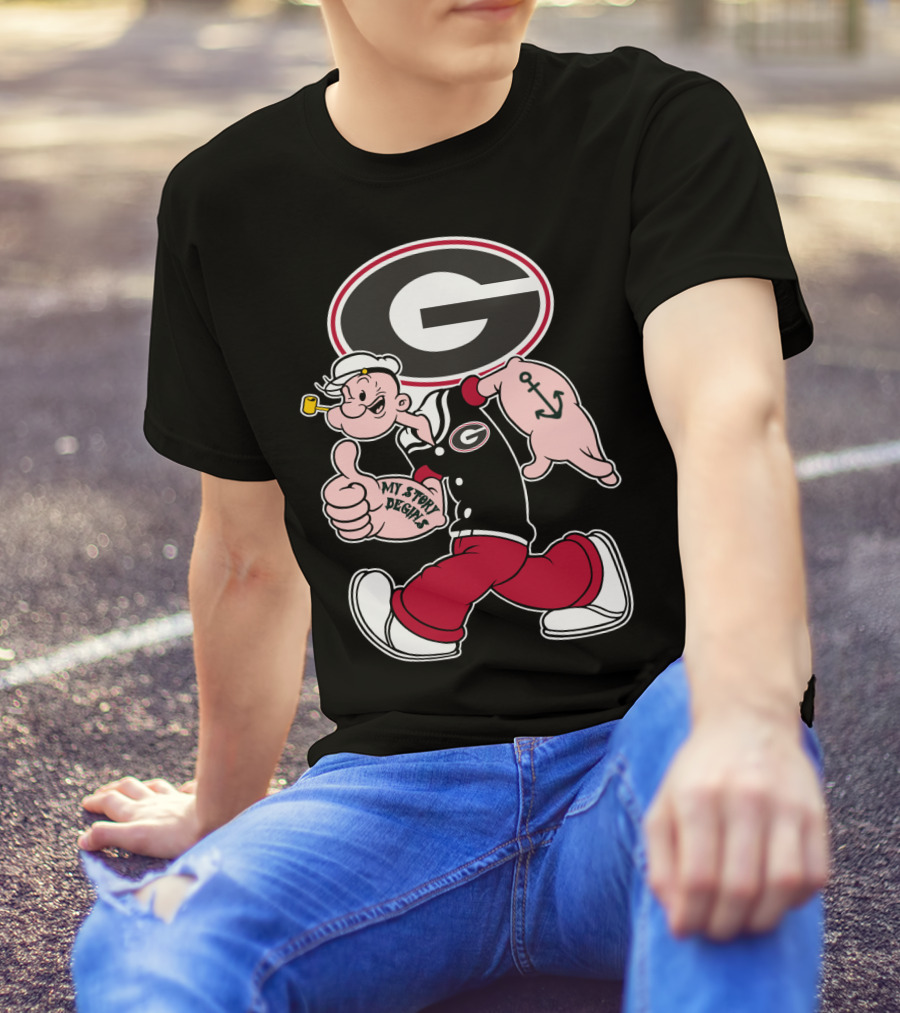 Georgia Bulldogs Popeye My Story Designs T-Shirt